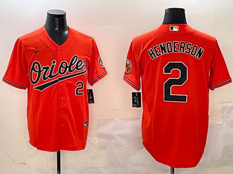 Men Baltimore Orioles 2 Henderson Orange Game 2025 Nike MLB Jersey style 1